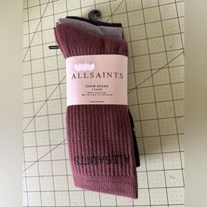 3 pairs All Saints New crew socks US 7-13